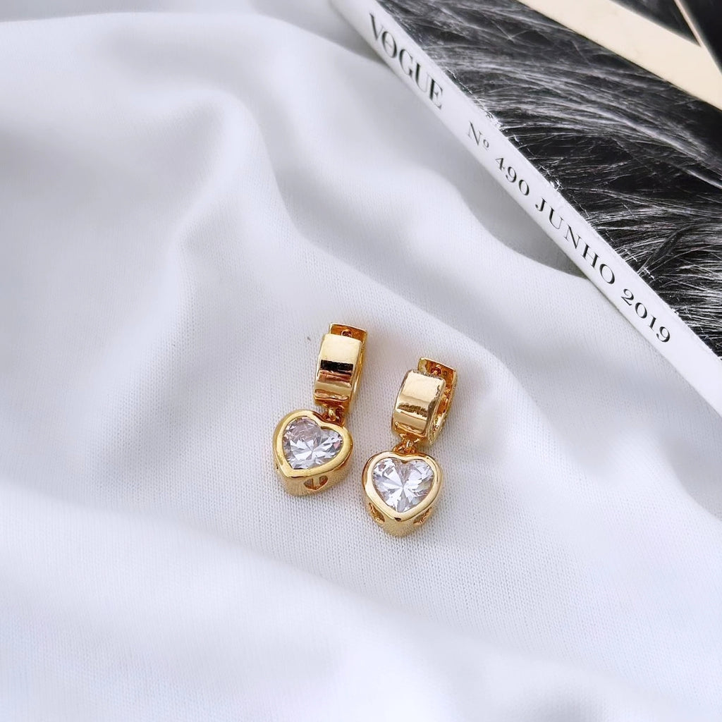 18k gold plated hoop with studded heart pendant.