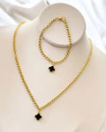 Colar e pulseira Folheado a ouro 18k Inspiração Van Cleef Preto