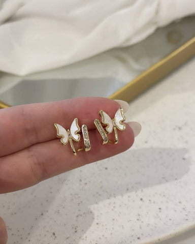 18k gold plated studded butterfly earring.