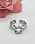 Anel aço inox prata nó vazado regulável antialérgico .