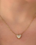 Colar Folheado a ouro 18k coração revistido com zirconias.