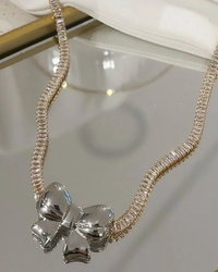Colar Riviera prata e folheado a ouro 18k mix Laço dourado ou prata .