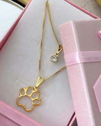 Colar duplo Folheado a ouro 18k Ponto de luz e patinha.
