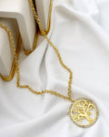 Colar Folheado a ouro 18k Elo português Árvore da Vida  Cravejado.