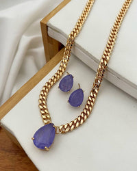 Conjunto elos gota com zirconia fusion lilias semijoias 18k.
