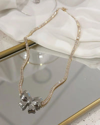 Colar Riviera prata e folheado a ouro 18k mix Laço dourado ou prata .