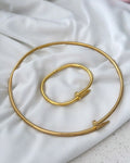 Choker Aro e pulseira aço Inoxidável prego dourado.Semijoias