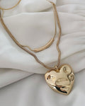 Colar Duplo Folheado a ouro 18k Coração Martelado