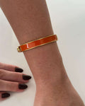Bracelete Semi Joias ouro 18k resinado laranja .