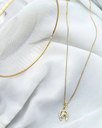 Colar Folheado a ouro 18k Ferradura cravejada e cavalo.