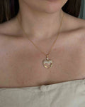 Colar Folheado a ouro 18k coração vazado cravejado com zirconias