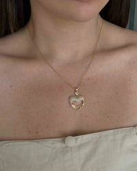 Colar Folheado a ouro 18k coração vazado cravejado com zirconias