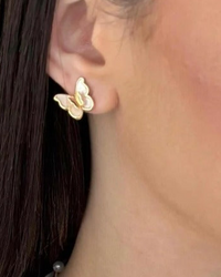 Conjunto Folheado a ouro 18k Borboleta Madrepérola e Pérolas