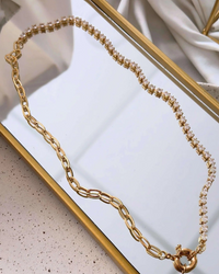 Riviera Folheado a ouro 18k duo Cravejado com zirconias cristal com fecho boia.